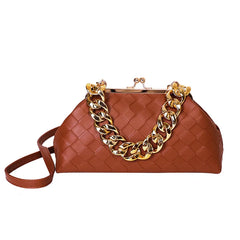 Women Leather Weave Mini Crossbody Bag Retro Satchel
