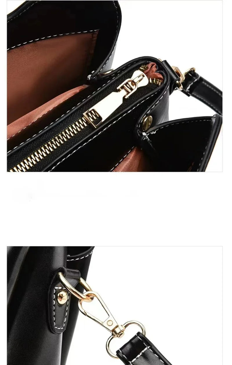 Beige Women's Bucket Bag One Shoulder High Wallet Handbag