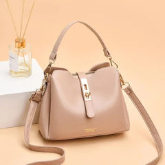 Beige Women's Bucket Bag One Shoulder High Wallet Handbag