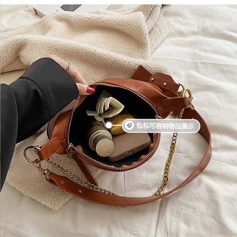 Women's Leather Chain Waist Belt Bag Crossbody Chest Phone Purse