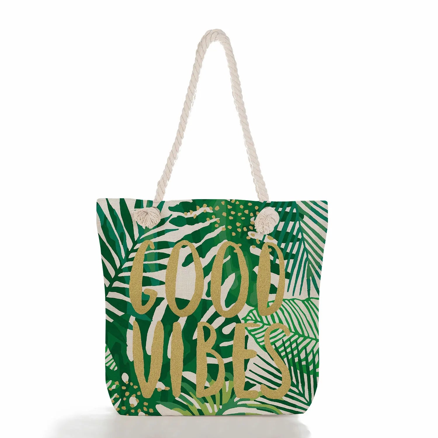 Tropical Palm Monstera Leaves Beach Tote Bag Large Capacity Women Shoulder Bag