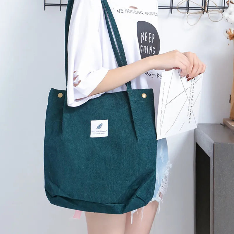 Corduroy Handbags Women Tote Shoulder Bag Large Capacity Shopping Bags
