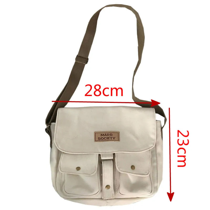 Canvas Diagonal Crossbody Bag Women Shoulder Bag Schoolbag