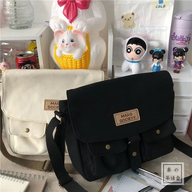 Canvas Diagonal Crossbody Bag Women Shoulder Bag Schoolbag