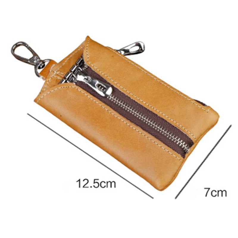 Leather Male Key Holder Organizer Housekeeper Keychain Purse Key Ring Bag