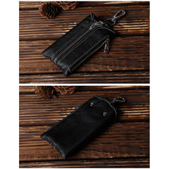 Leather Male Key Holder Organizer Housekeeper Keychain Purse Key Ring Bag