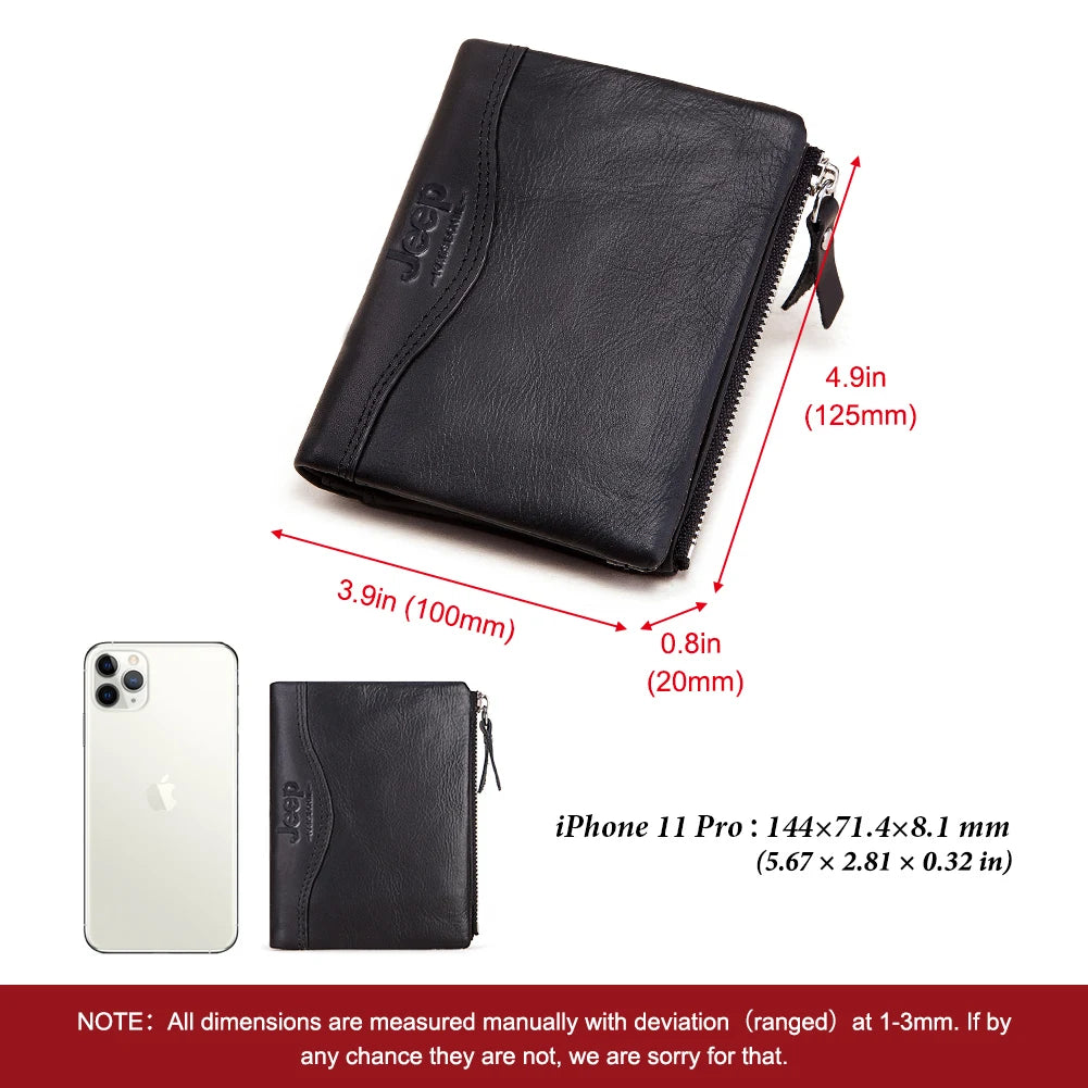 Top Cow Leather Men's Wallet with Passport Photo Holder