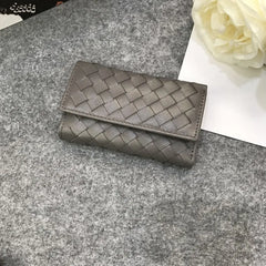 Real Lambskin 6 Keys Holder Cash Clip Button Wallet