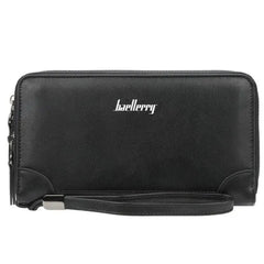 Pu Leather Men's Clutch Wallet Double Zip Long Purse Money Bag