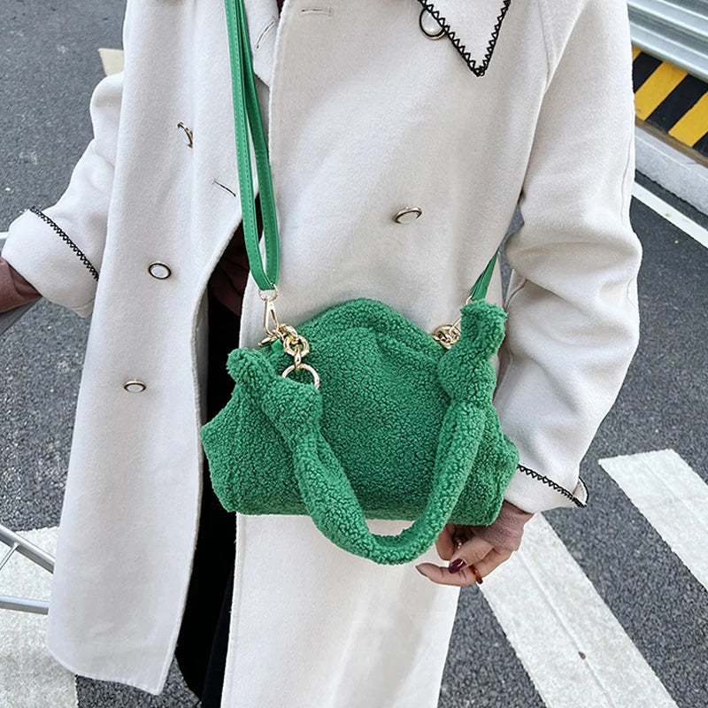 Winter Plush Shoulder Bag Lady Dumpling Bag Purses Handbags Satchels