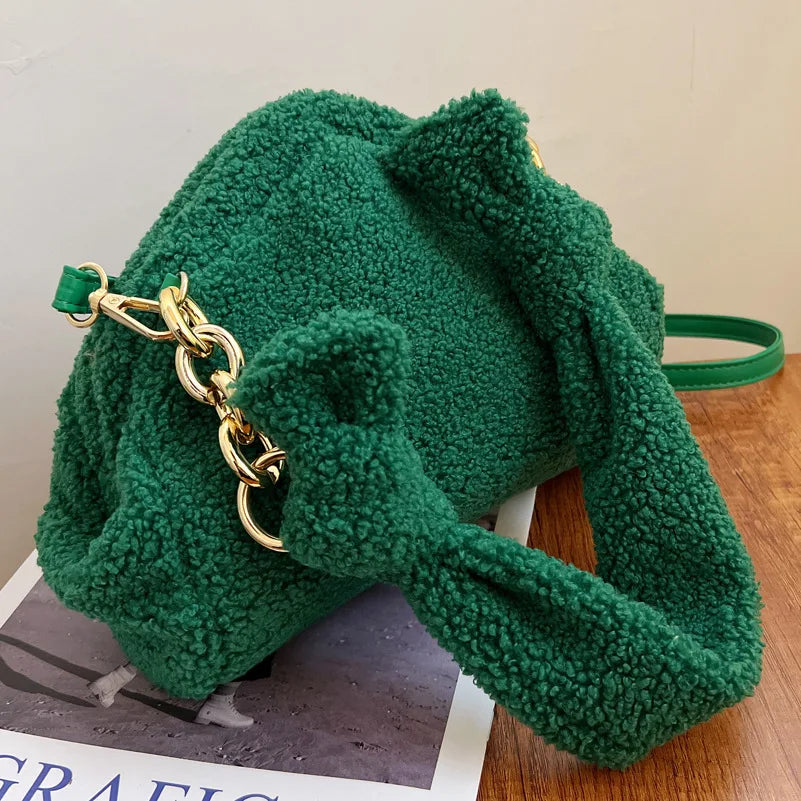 Winter Plush Shoulder Bag Lady Dumpling Bag Purses Handbags Satchels
