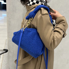 Winter Plush Shoulder Bag Lady Dumpling Bag Purses Handbags Satchels
