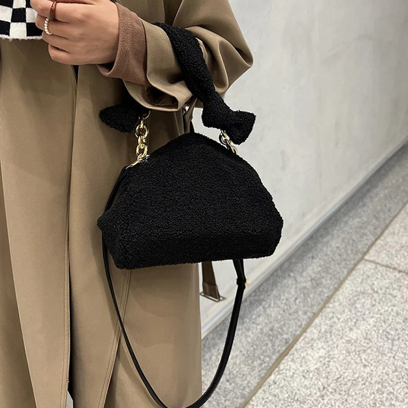 Winter Plush Shoulder Bag Lady Dumpling Bag Purses Handbags Satchels