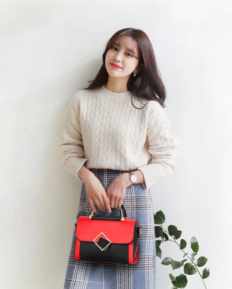 Small Hand Bag Casual Ladies Patchwork Top-handle Bag