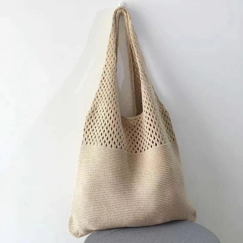 TopFight Girl Retro Knitted Shoulder Bag Women's Vest Bag Wool Bag