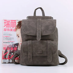 Solid Hasp Female Bag PU Leather Backpack