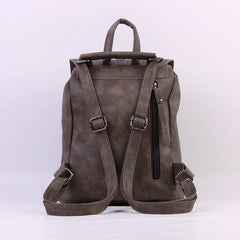 Solid Hasp Female Bag PU Leather Backpack