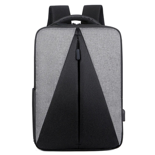 Triangle Splicing Men Backpack Bag 15.6 Inch Laptop High School Bag