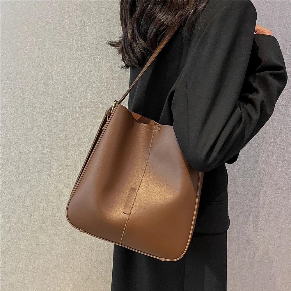 Large Capacity Bucket Shoulder Bag for Women