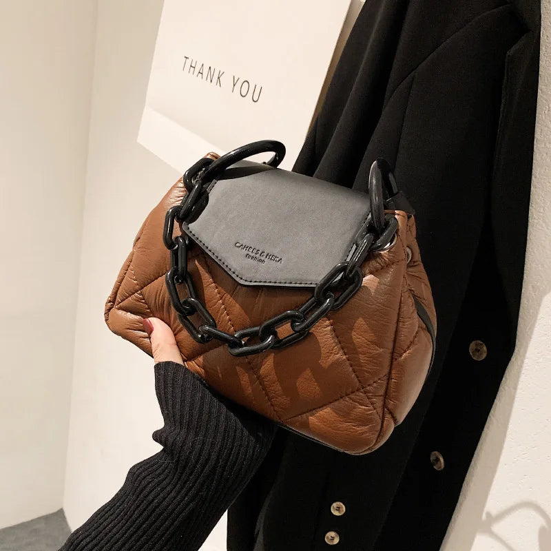 Winter Shoulder Bag Quilted Handbag Chain Crossbody