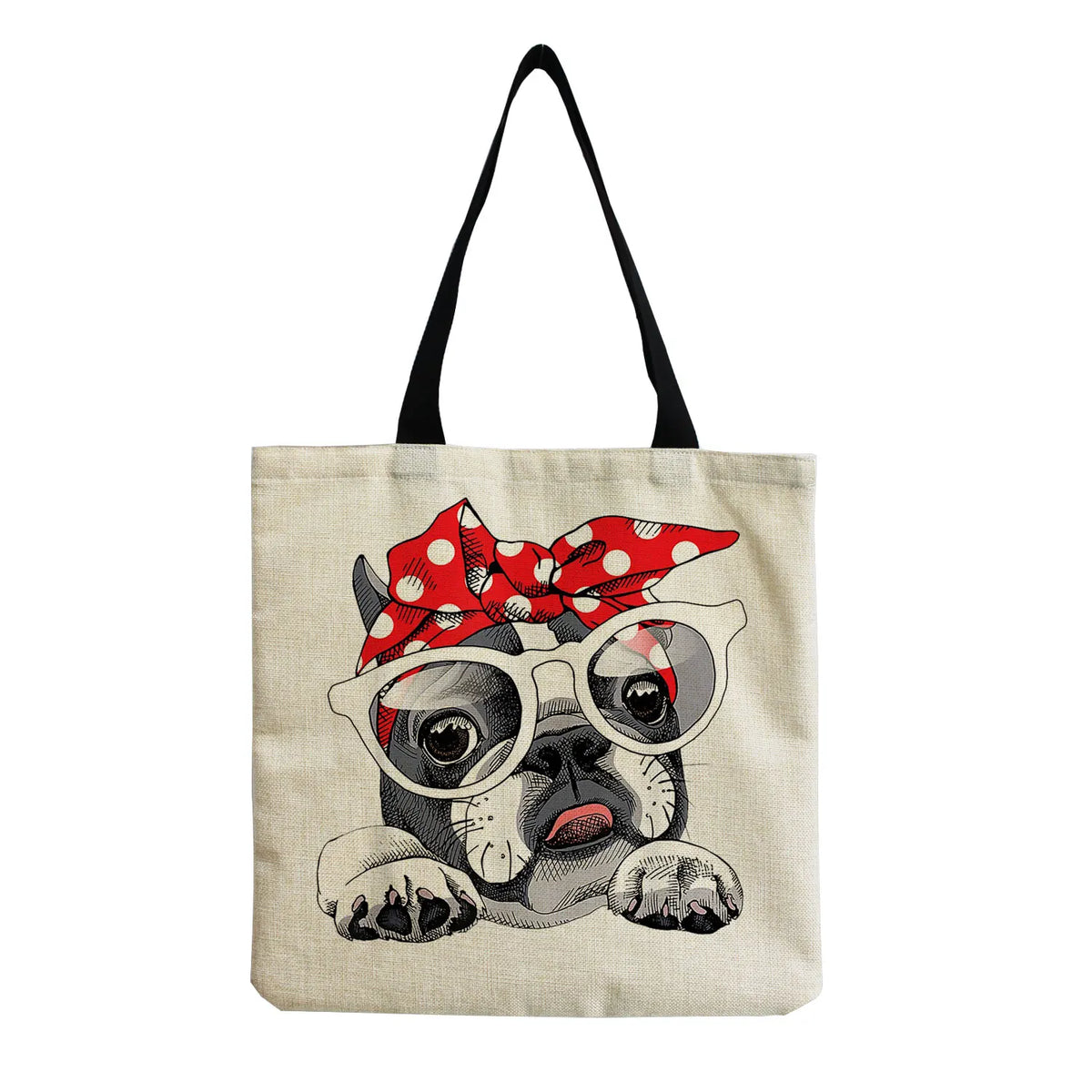 Dog Print Eco Reusable Shoulder Bag High Capacity Handbag