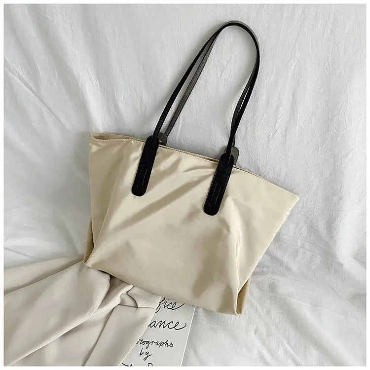 Casual Nylon Tote Bag with Zipper Closure