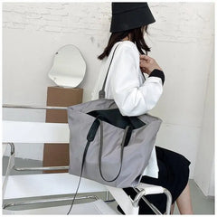 Casual Nylon Tote Bag with Zipper Closure