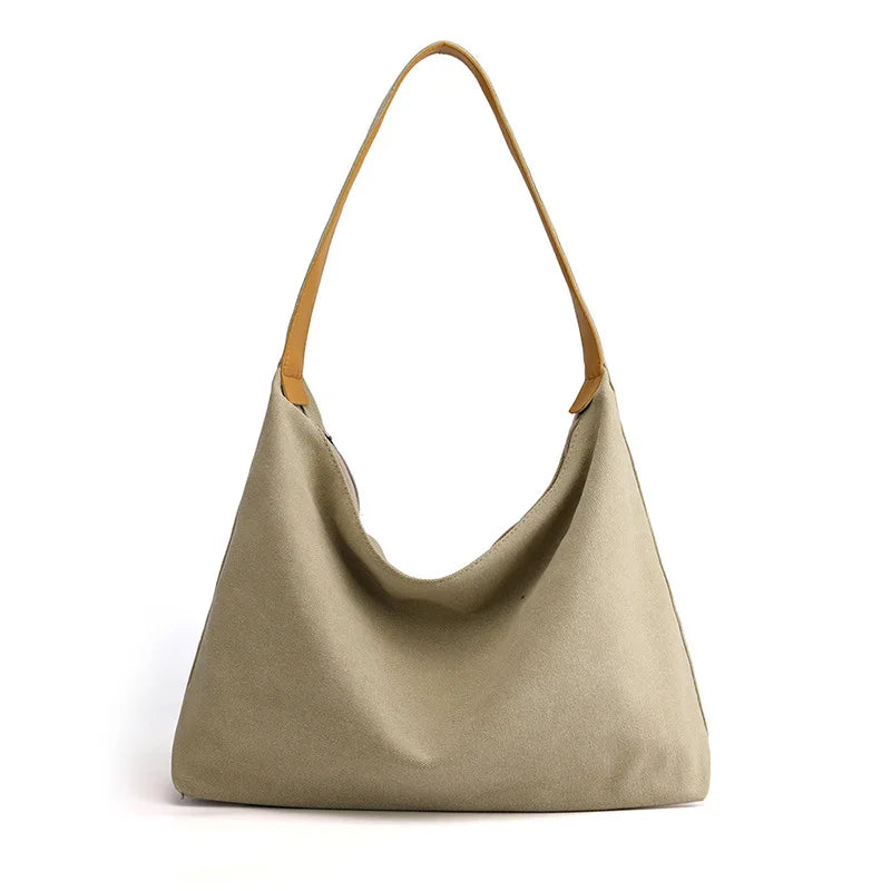 Canvas Tote Bag Lightweight Shoulder Bags Solid Color Handbag