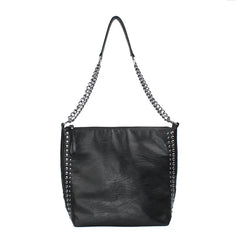 Rivet Chain Shoulder Bag Soft Leather Large Capacity Messenger Bag