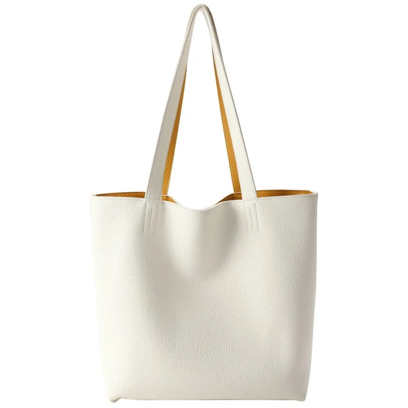 Soft Leather Double-Sided Tote Bag for Women