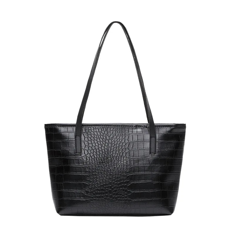 Women's Solid Pu Leather Shoulder Bag High Capacity Handbag