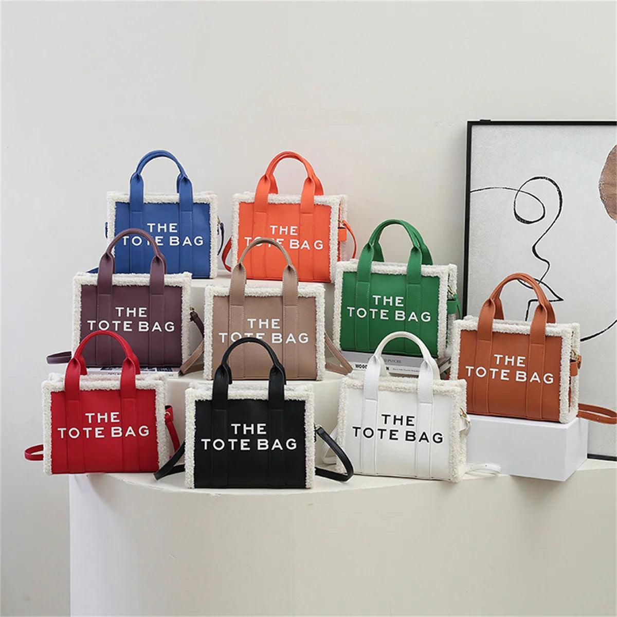 Women's Rough Selvedge Tote Bag Solid Colors Shoulder Handbag