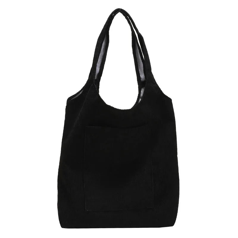 Corduroy Tote Bag Large Capacity Travel Shoulder Handbag