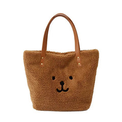Winter Plush Tote Bag for Women, Furry Handbag with Shoulder Strap