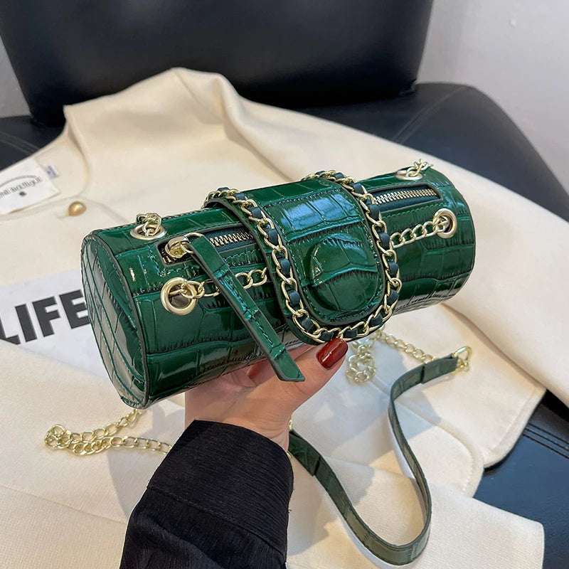 Barrel Shape Summer Handbag PU Leather Women's Shoulder Bag