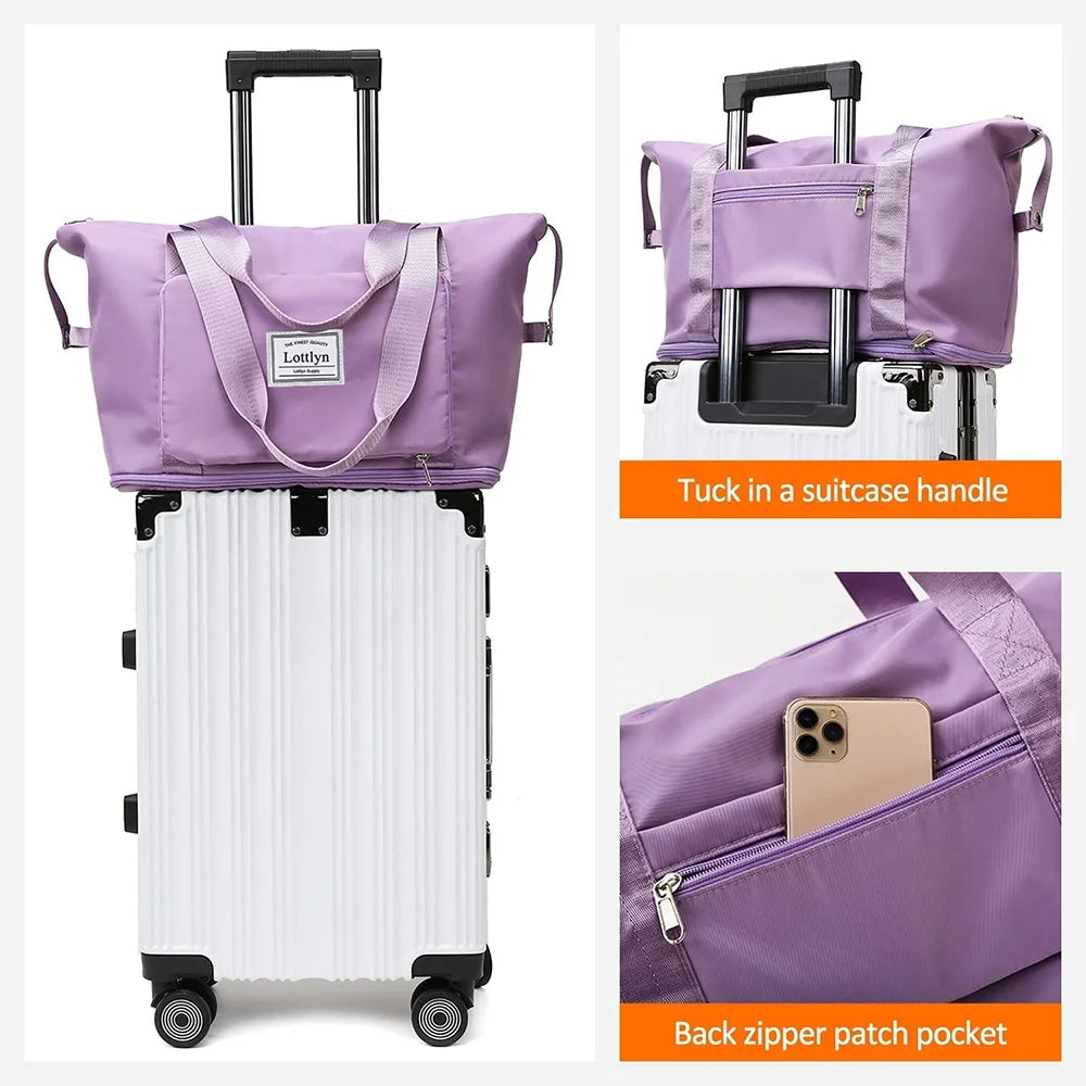 Large Capacity Foldable Duffle Handbags - Travel Bag Luggage Organizer