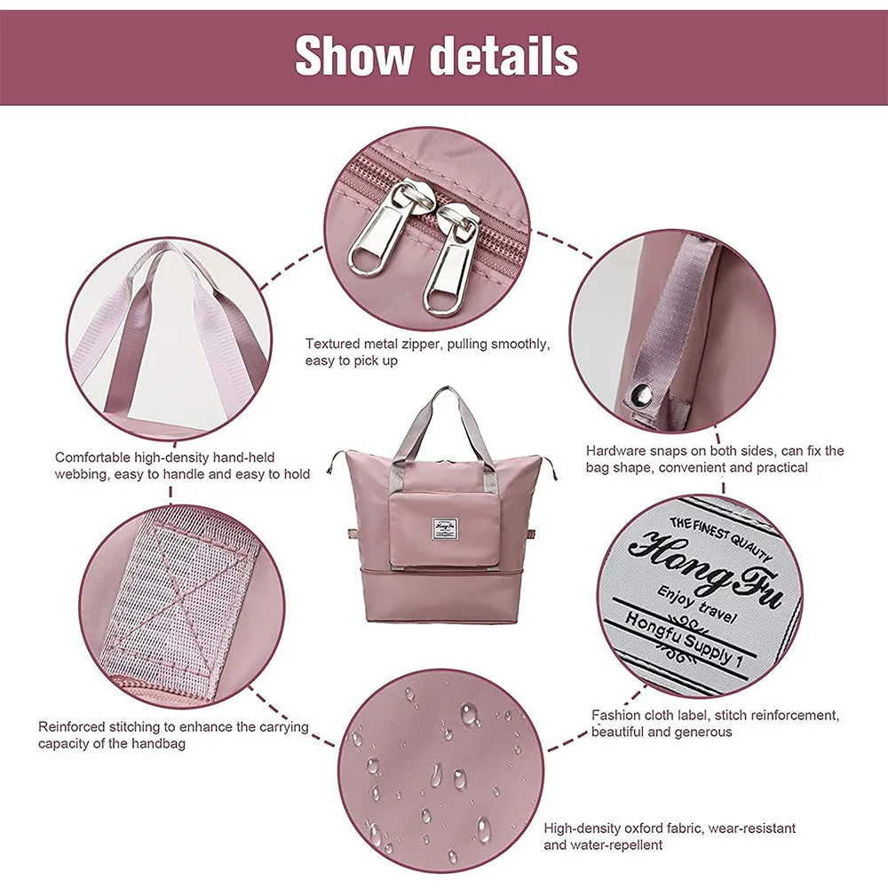 Large Capacity Foldable Duffle Handbags - Travel Bag Luggage Organizer