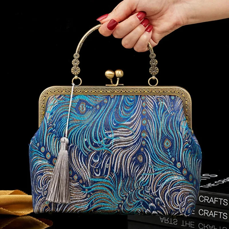 Shell Lock Women's Crossbody Bag Fringe Tassel Purse Chain Handbag