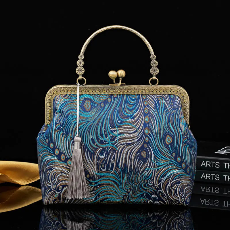 Shell Lock Women's Crossbody Bag Fringe Tassel Purse Chain Handbag
