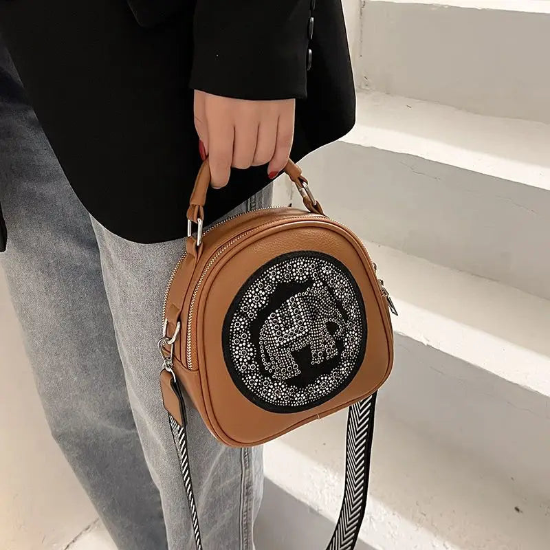 Vintage Elephant Crossbody Bag PU Leather Women Shoulder Bag
