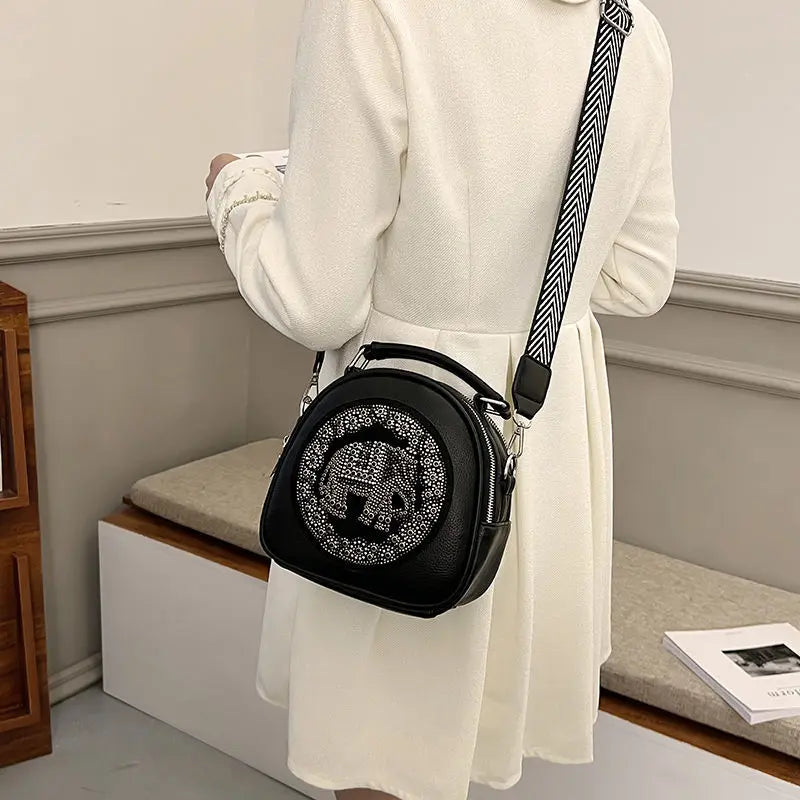 Vintage Elephant Crossbody Bag PU Leather Women Shoulder Bag