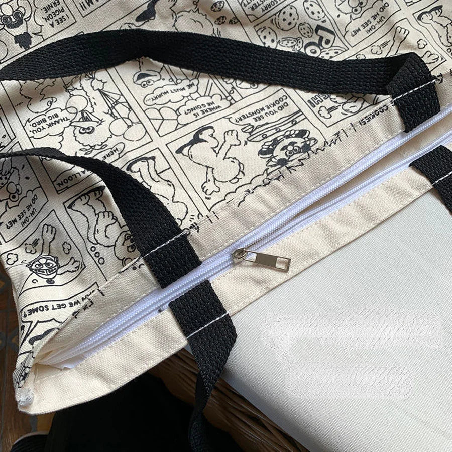 Canvas Tote Bag Women Large Capacity Shoulder School Shopping Bag