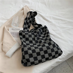 Plaid Canvas Totes Bag for Women Large Capacity Shoulder Bag