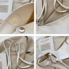Solid Large Capacity PU Leather Shoulder Bag