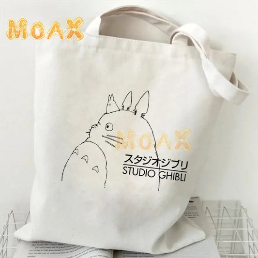 Totoro Tote Bag Japanese Anime Printing Shopping Bags for Women