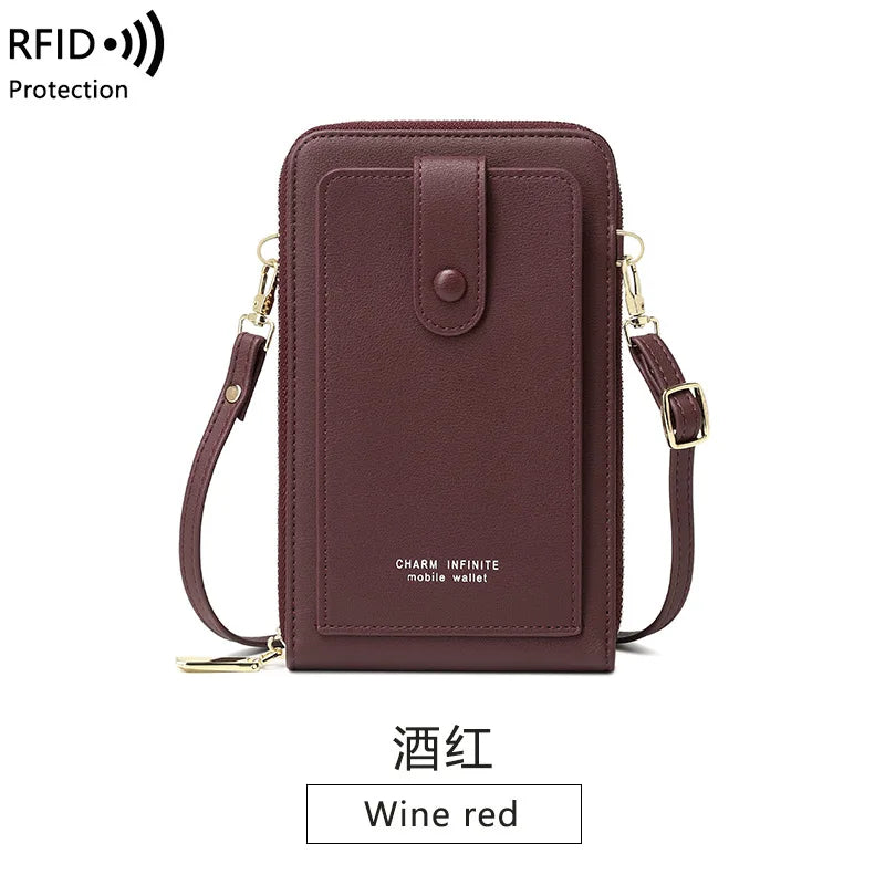 RFID Multi-function Touch Screen Cell Phone Bag Girl Purse
