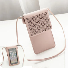 Transparent Touch Screen Cell Phone Bag PU Leather Shoulder Bag