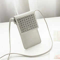 Transparent Touch Screen Cell Phone Bag PU Leather Shoulder Bag