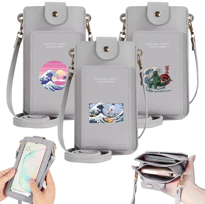 Touch Screen Crossbody Shoulder Bag Wave Print Handbag Purse