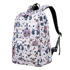 Toury Women Backpack School Bags Cat Print Preppy Style Large Capacity